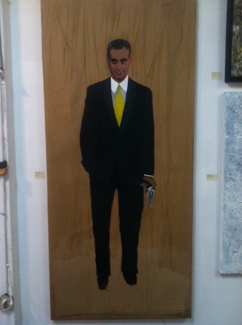 ChicagoArtRahmEmanuel-Robert Sebanc Painting Rahm Emanuel "Robert Sebanc" Chicago