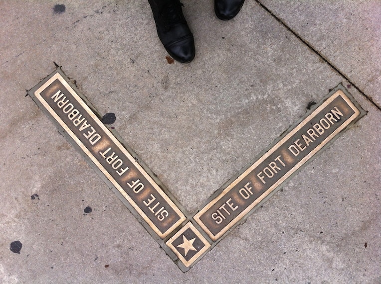 Fort Dearborn plaques native american history Chicago-min
