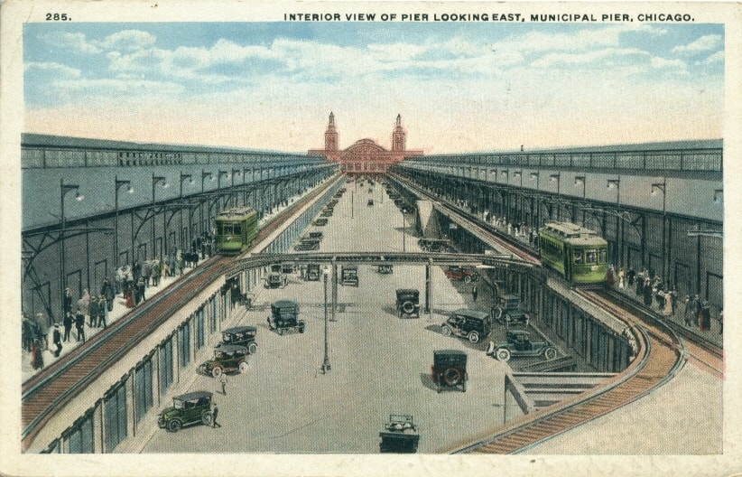 navy pier interior view historic postcard chicago detours